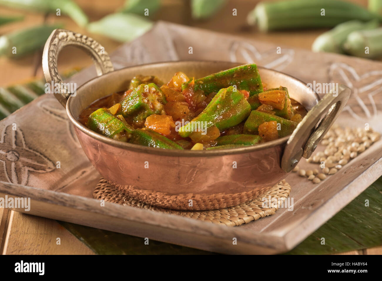 Bhindi masala. Okra in spicy tomato sauce. India Food Stock Photo Alamy