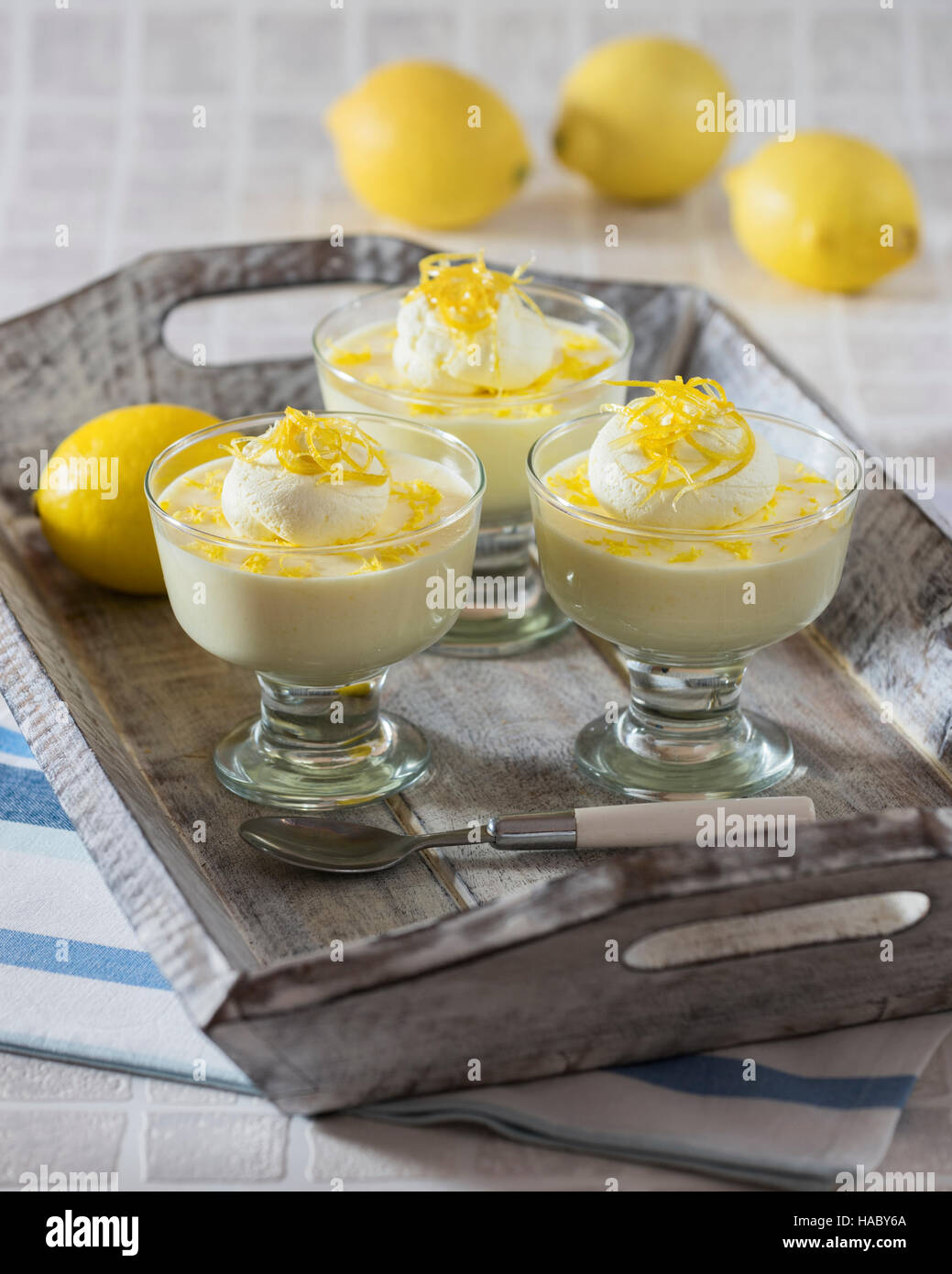 Citronfromage. Danish lemon mousse. Scandinavian food Stock Photo