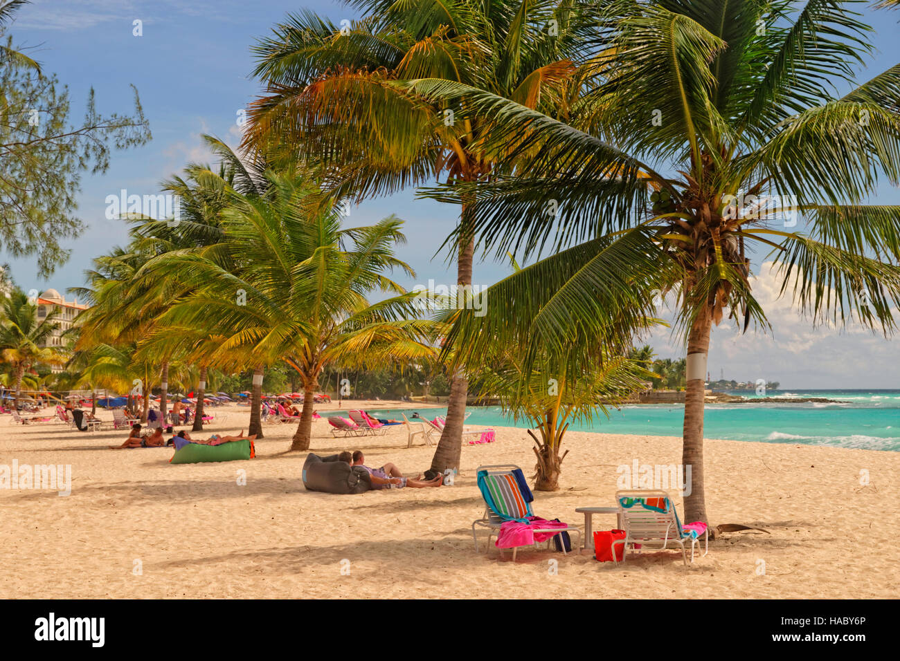 Dover Beach outside the Southern Palms Hotel at Dover, St. Lawrence Gap, near Bridgetown, Barbados. Stock Photo