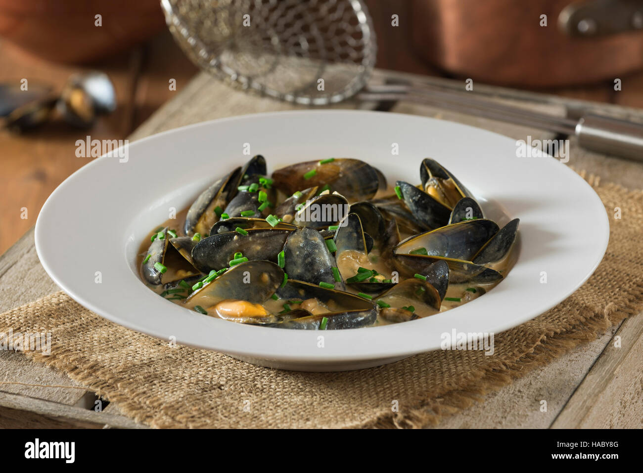 Mussels in Guinness Cream Sauce Stock Photo Alamy