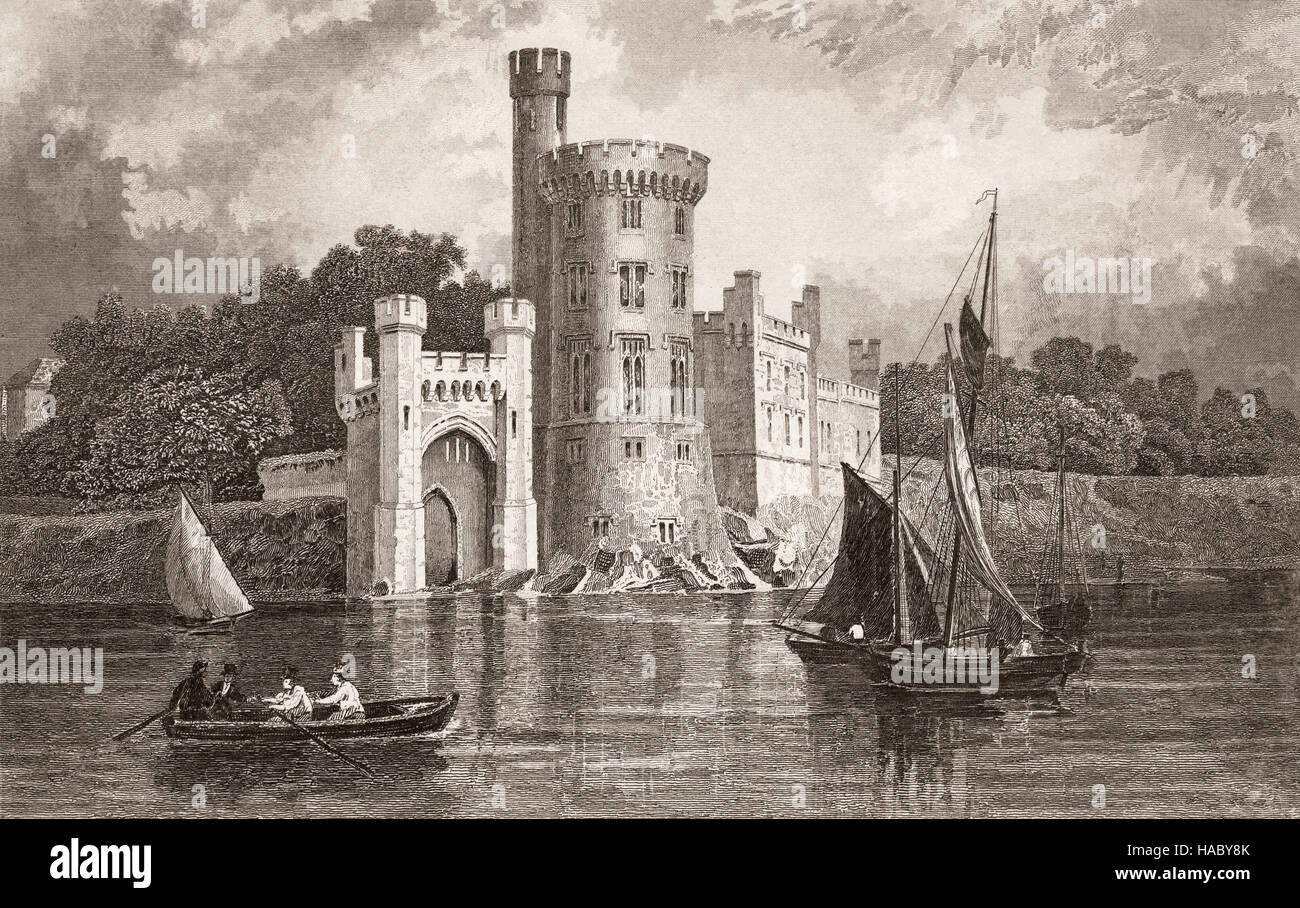 19th Century view of Blackrock Castle, built 1772, on the River Lee, Cork City, Ireland Stock Photo