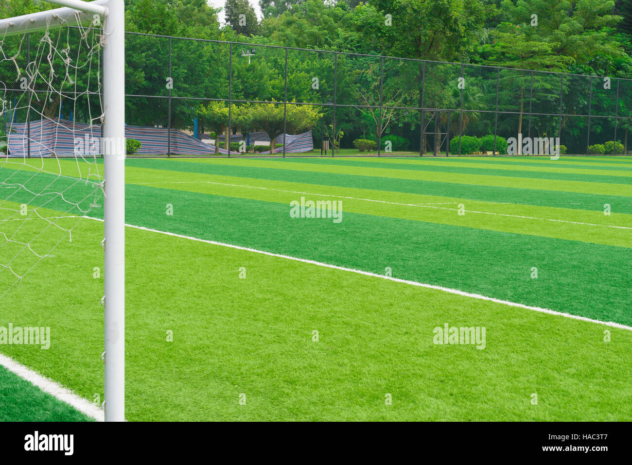 outdoor soccer field in day time Stock Photo