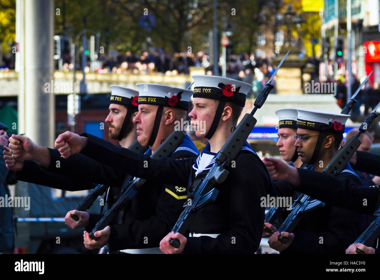 Participants in the Remembrance Day Parade, Bristol, UK, 2016 Stock Photo