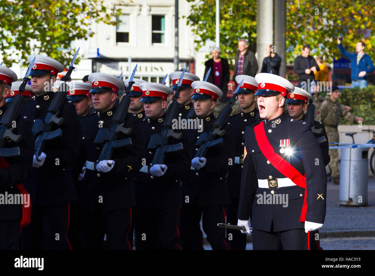 Participants in the Remembrance Day Parade, Bristol, UK, 2016 Stock Photo