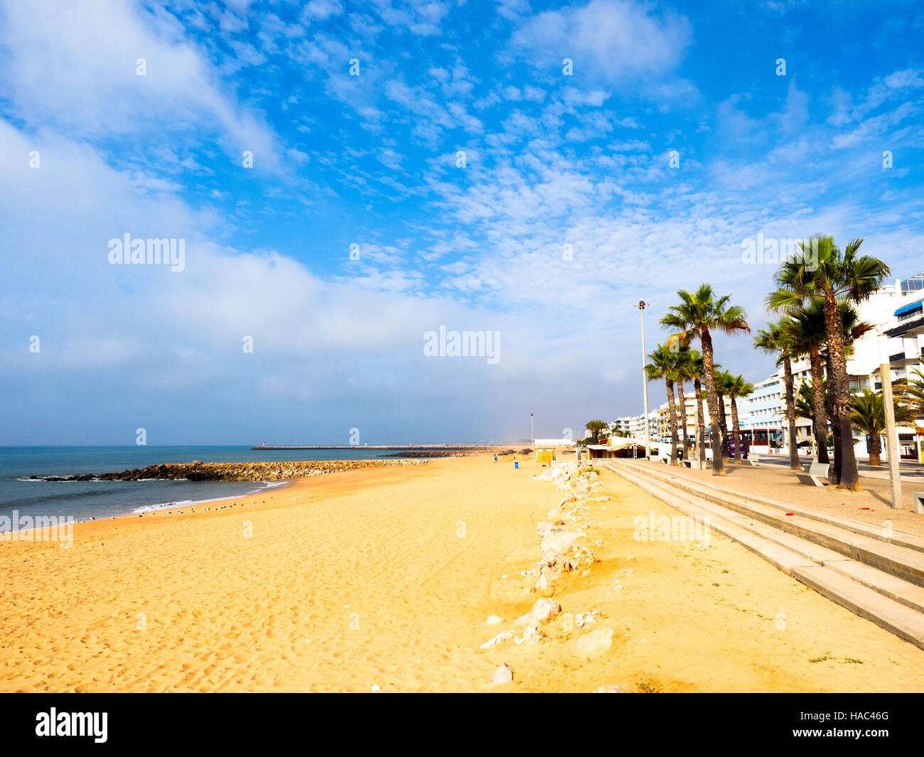 Beach in Quarteira - Algarve region, Portugal Stock Photo