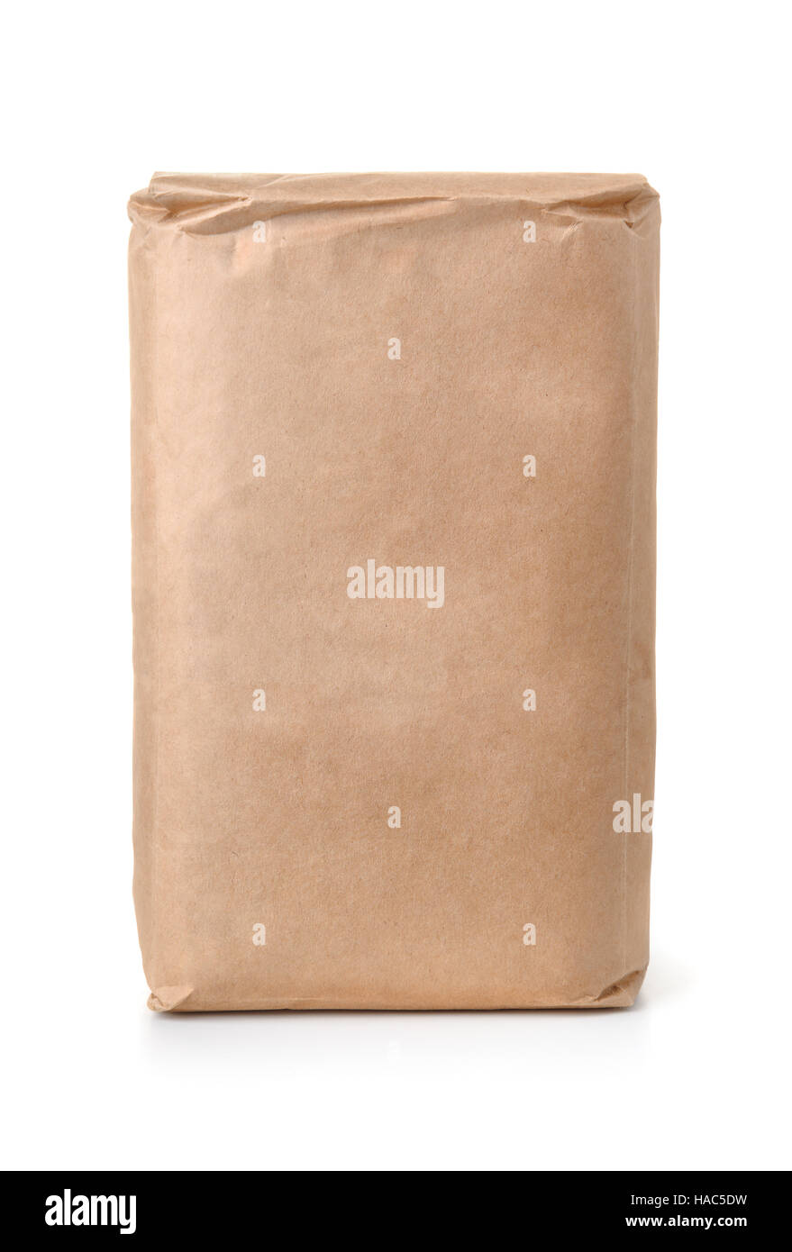 Front view of blank brown paper bag isolated on white Stock Photo