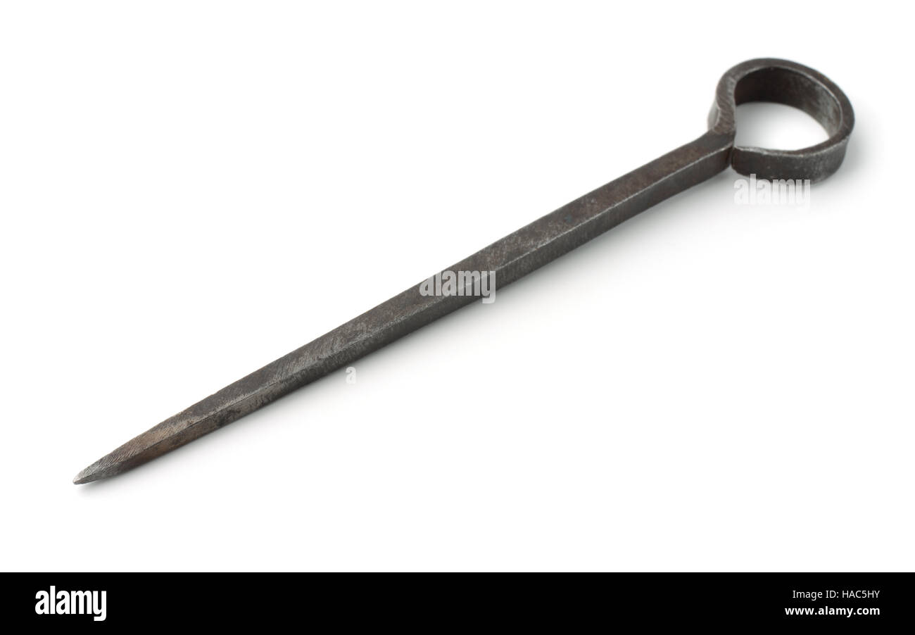 Old metal awl isolated on white Stock Photo Alamy