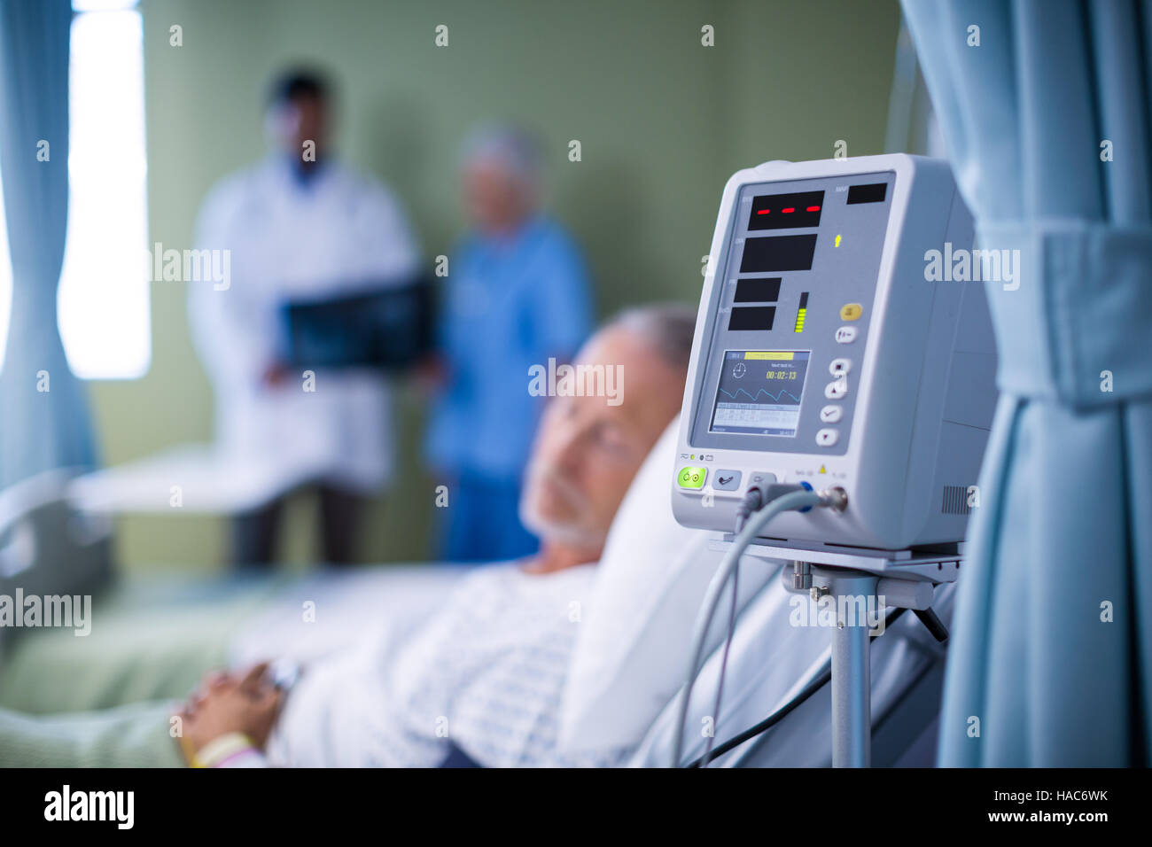 Heart rate monitor in hospital Stock Photo