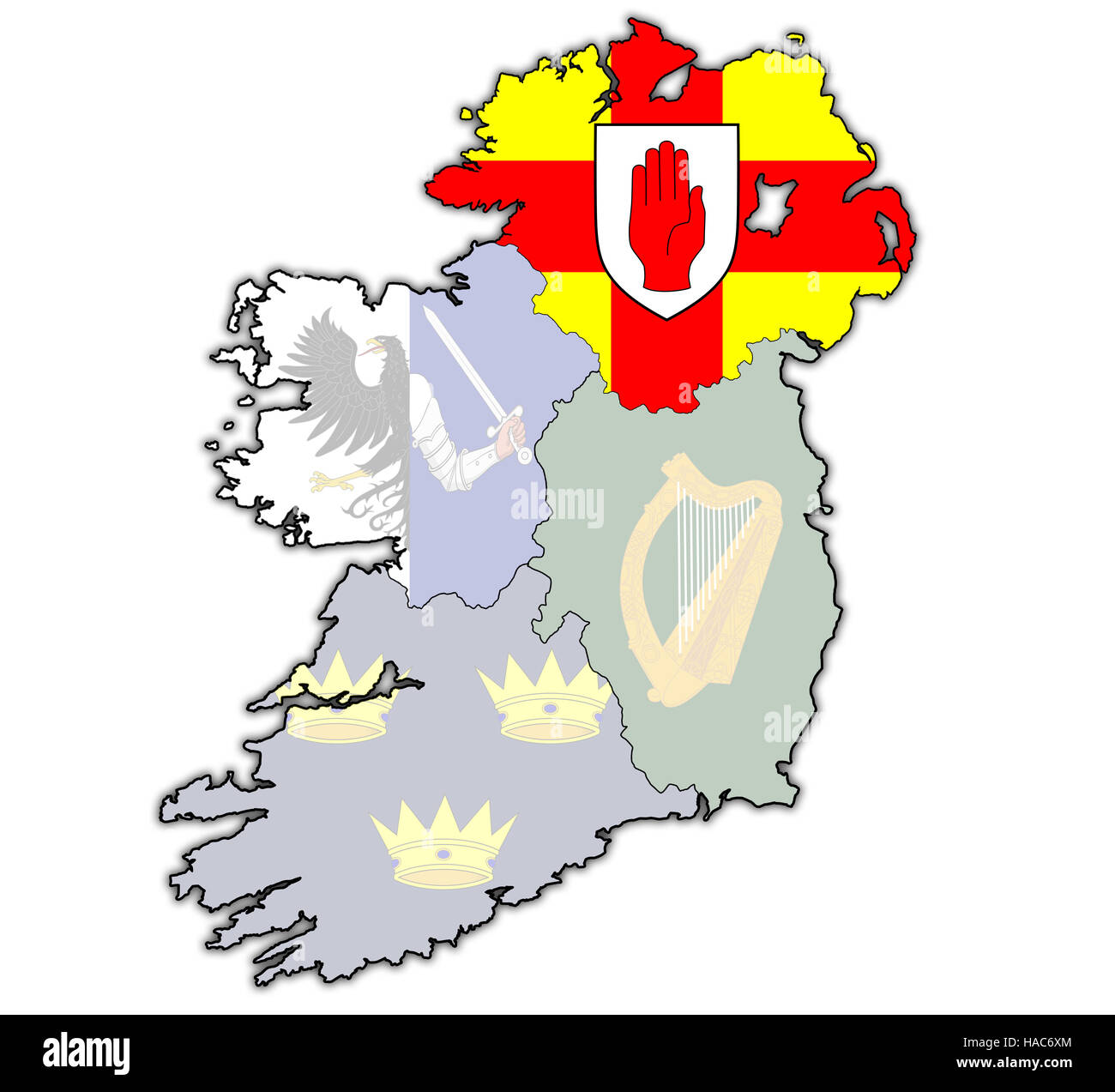 Ulster Province Ireland Map Ulster With Borders And Flags Of Provinces On Map Of Ireland Stock Photo -  Alamy