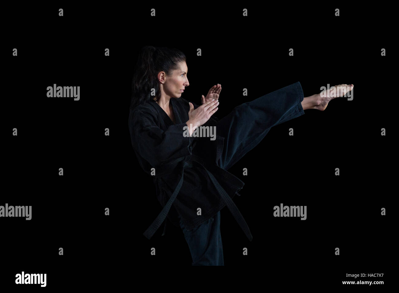 Female karate player performing karate stance Stock Photo Alamy