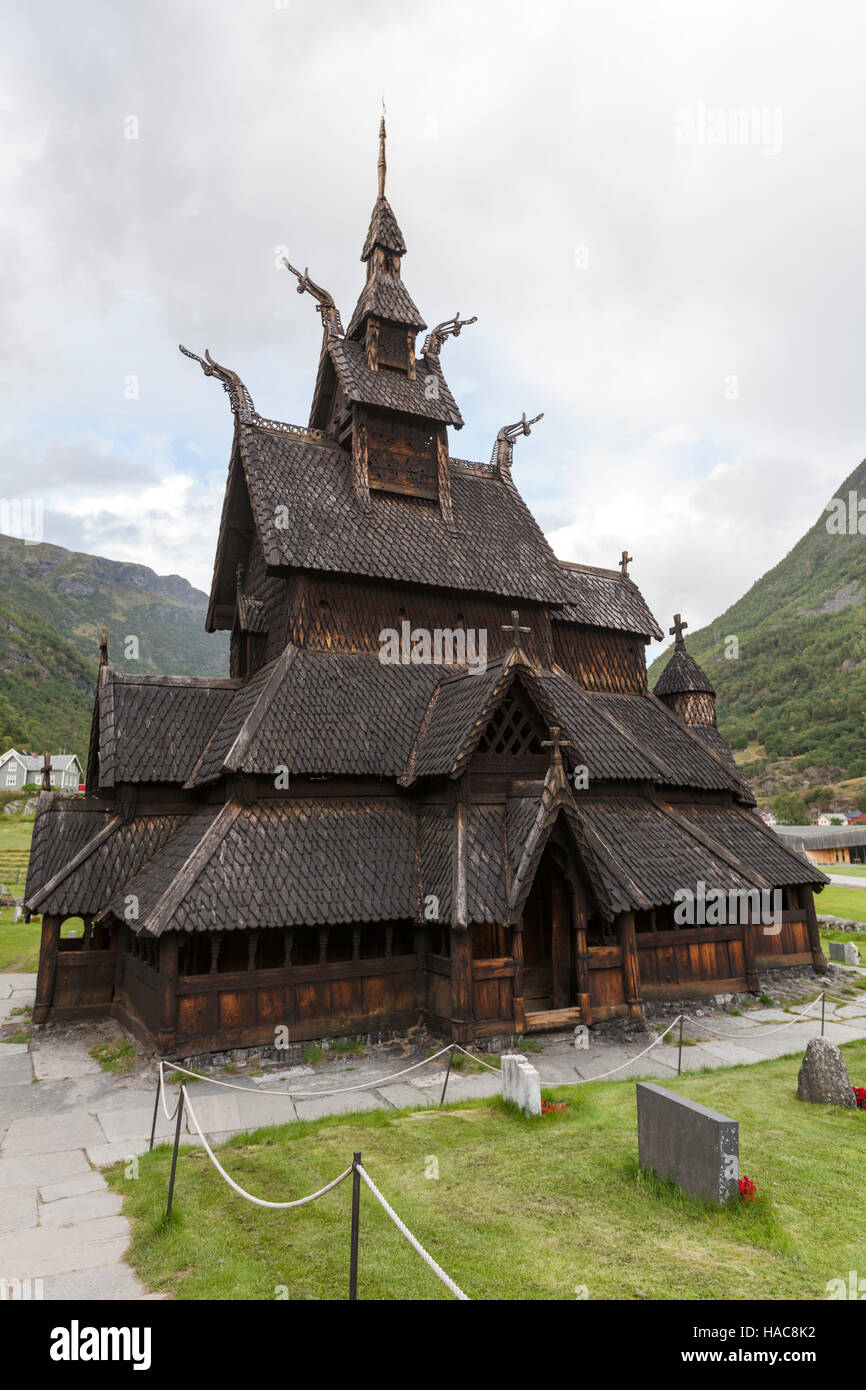 Borgund Stave Church,  Borgund, Lærdal, Sogn og Fjordane, Norway. Stock Photo