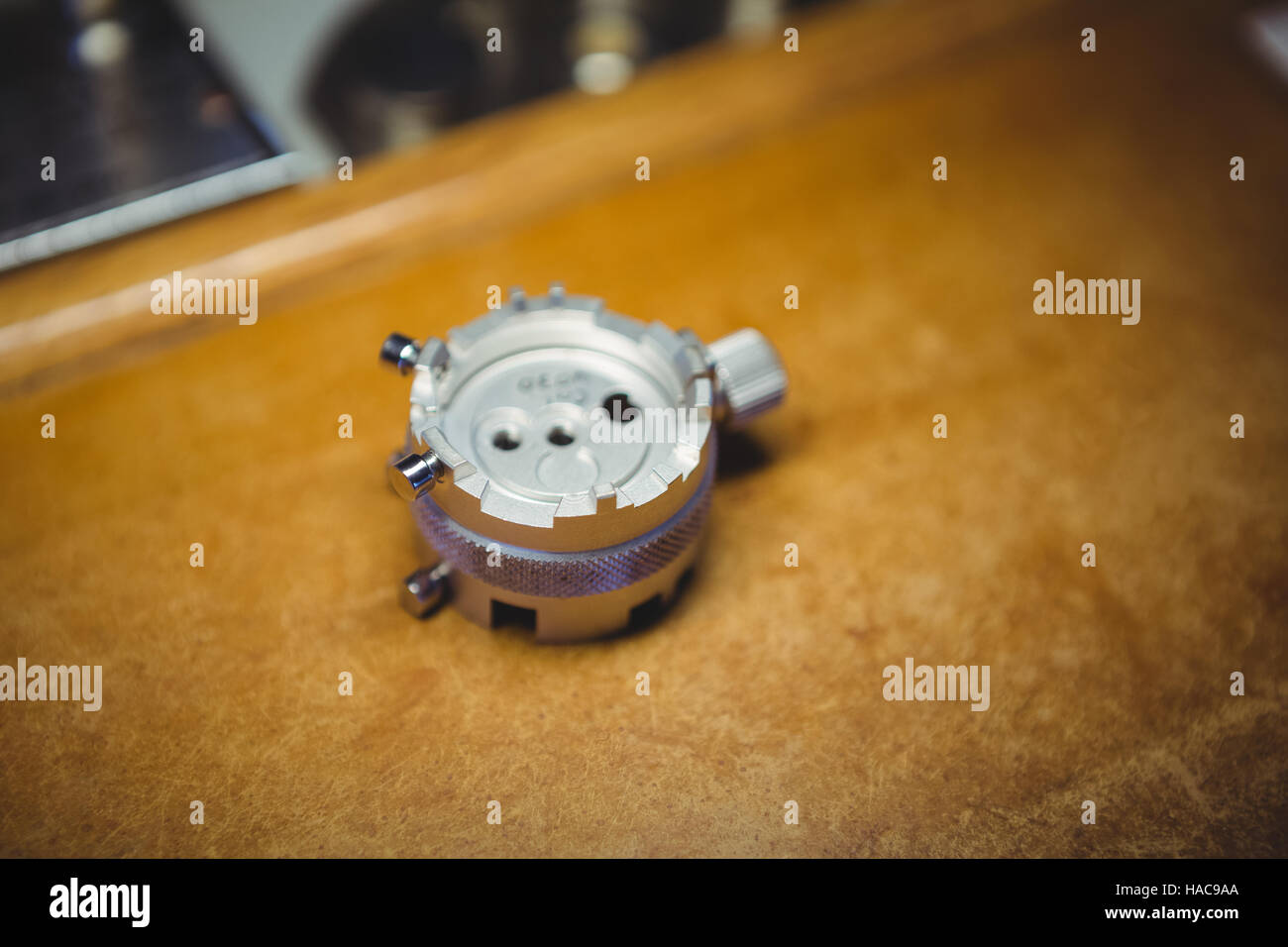 Antique alarm clock on table Stock Photo - Alamy
