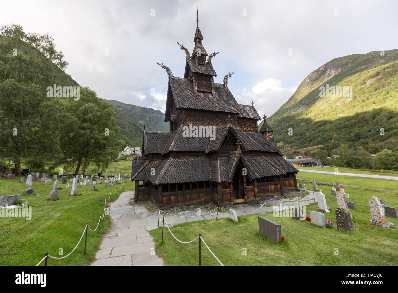 Borgund Stave Church,  Borgund, Lærdal, Sogn og Fjordane, Norway. Stock Photo