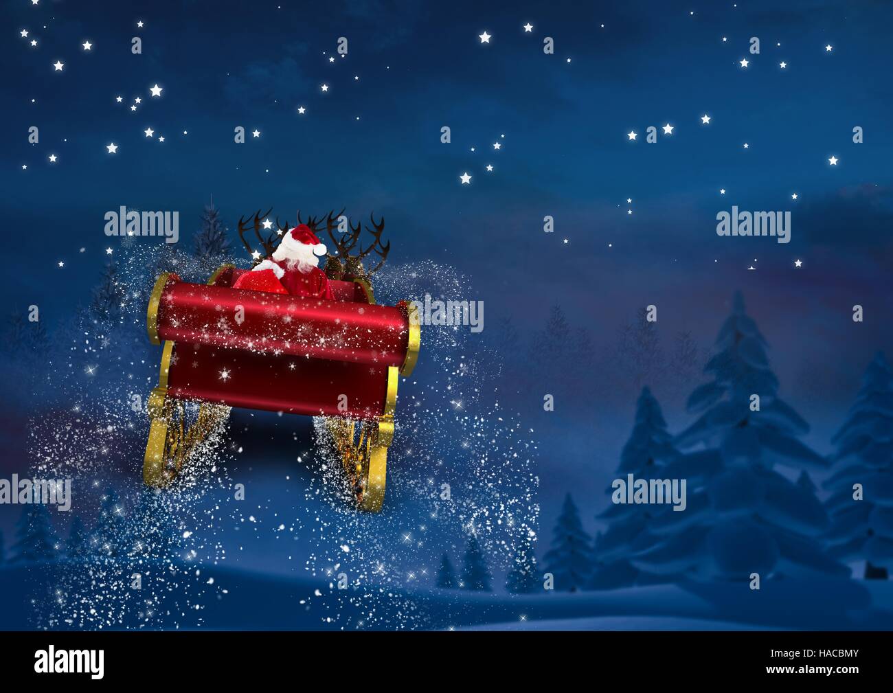 santa sleigh flying real