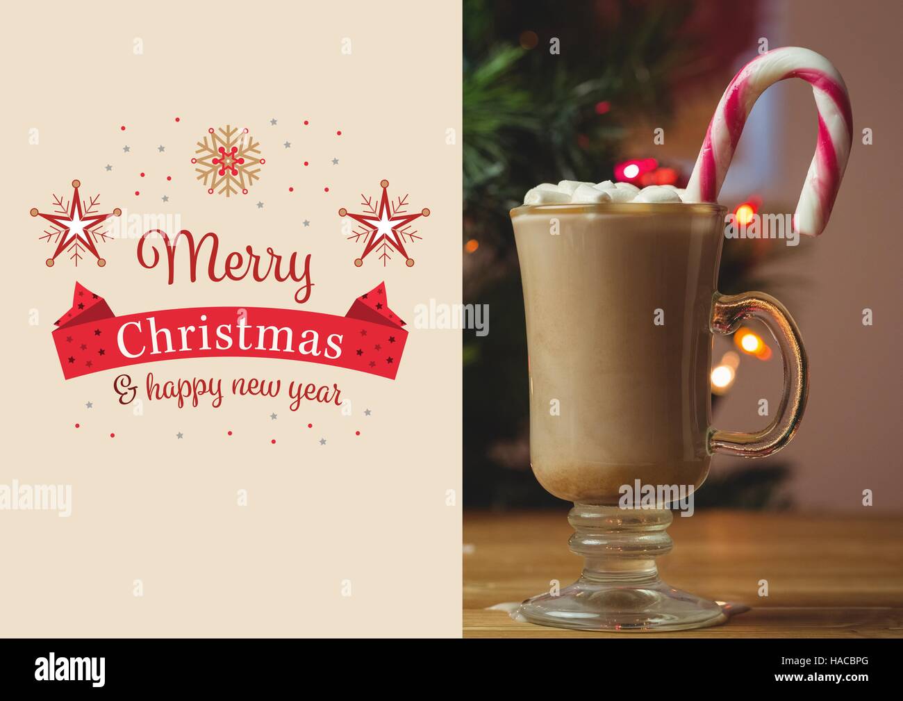 Composite image of merry christmas and happy new year wishes Stock Photo