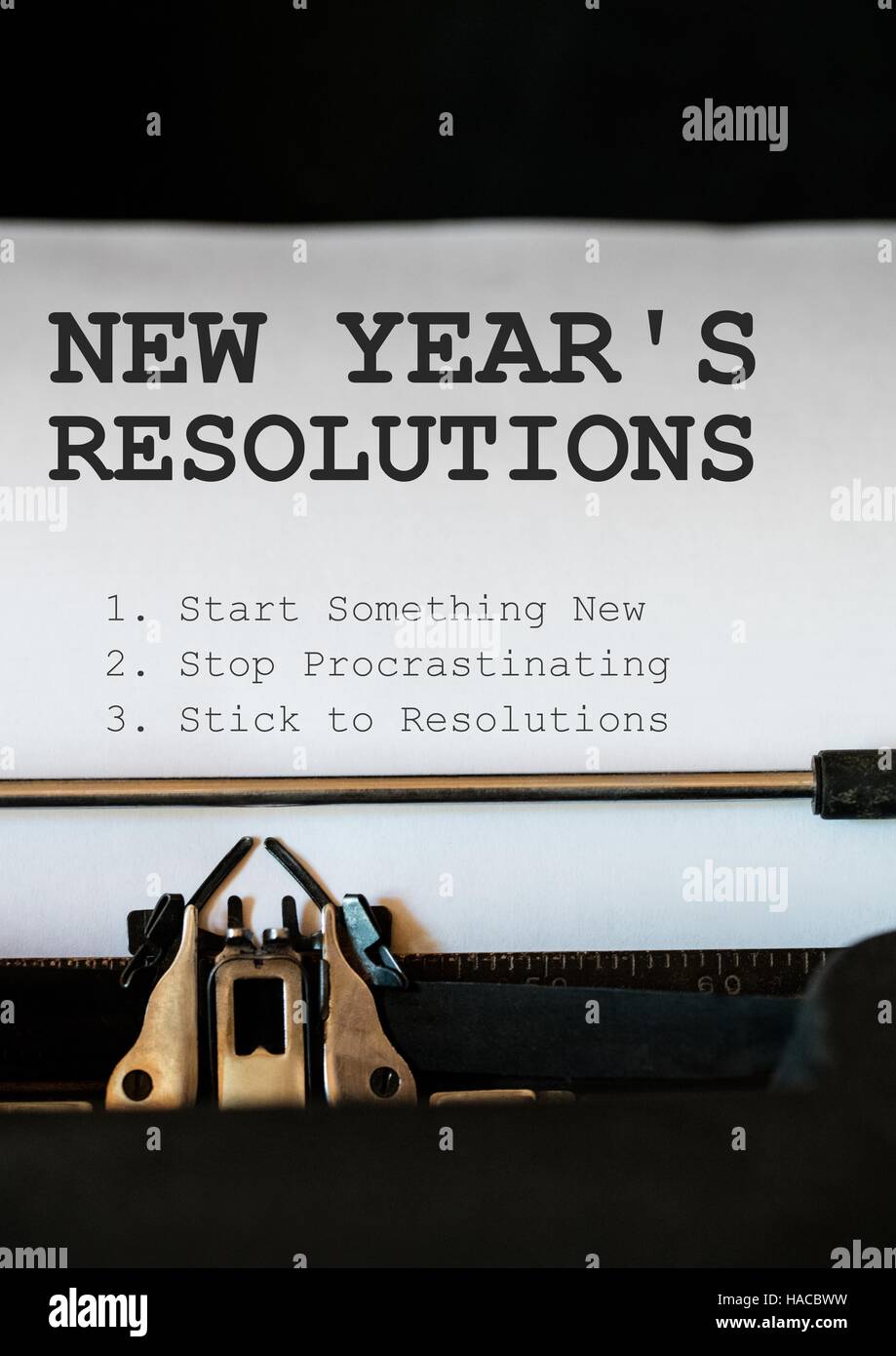 New year resolution goals typed on typewriter Stock Photo