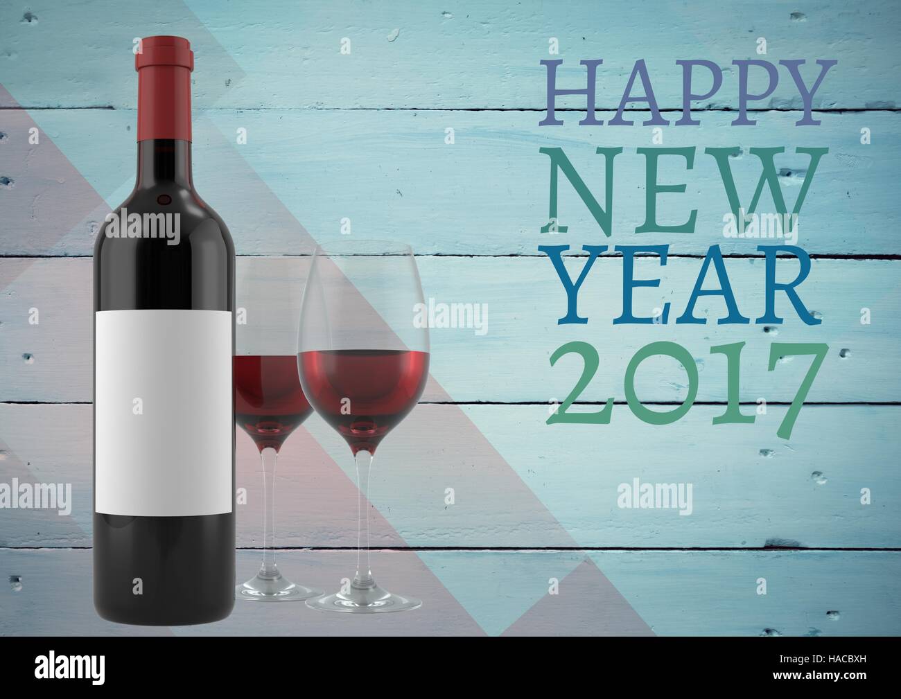 Happy new year 2017 wishes with wine glasses and bottle Stock Photo - Alamy
