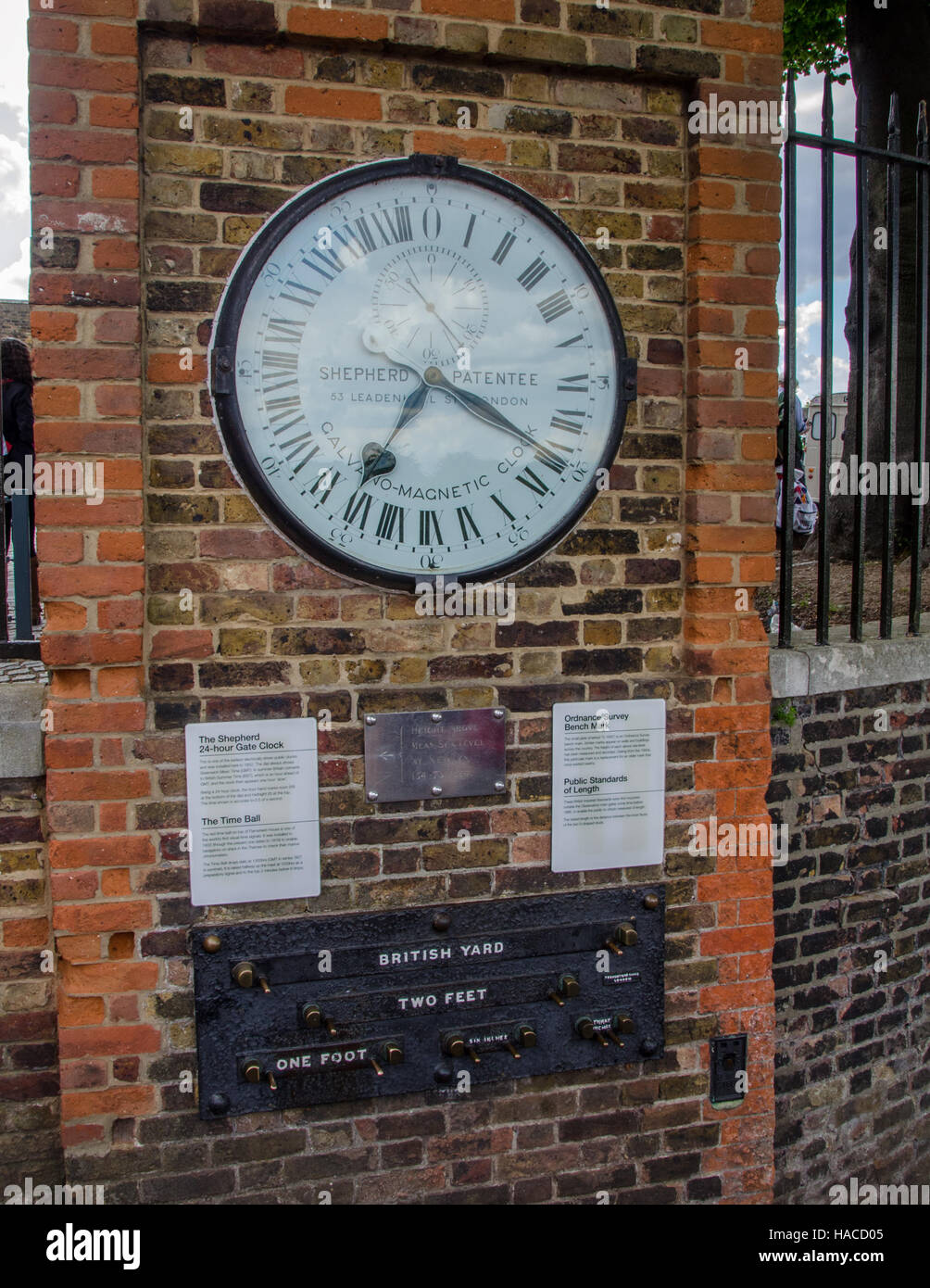 The standard time and distance measures displayed at the royal Observatory, Greenwich, London Stock Photo