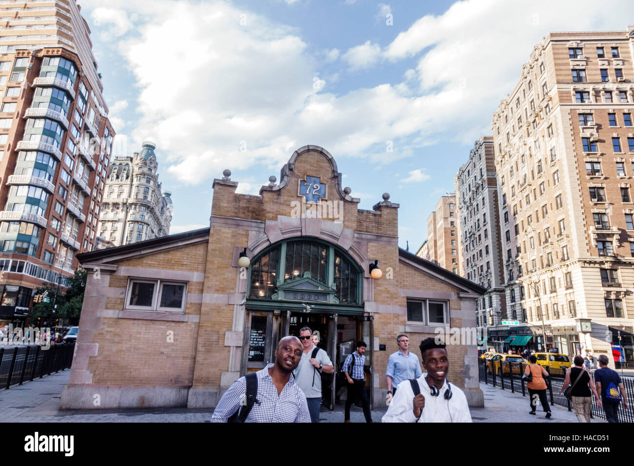 New York City,NY NYC Manhattan,Upper West Side,72nd Street Station,IRT Broadway-Seventh Avenue Line,subway,control house,entrance,Black adult,adults,m Stock Photo
