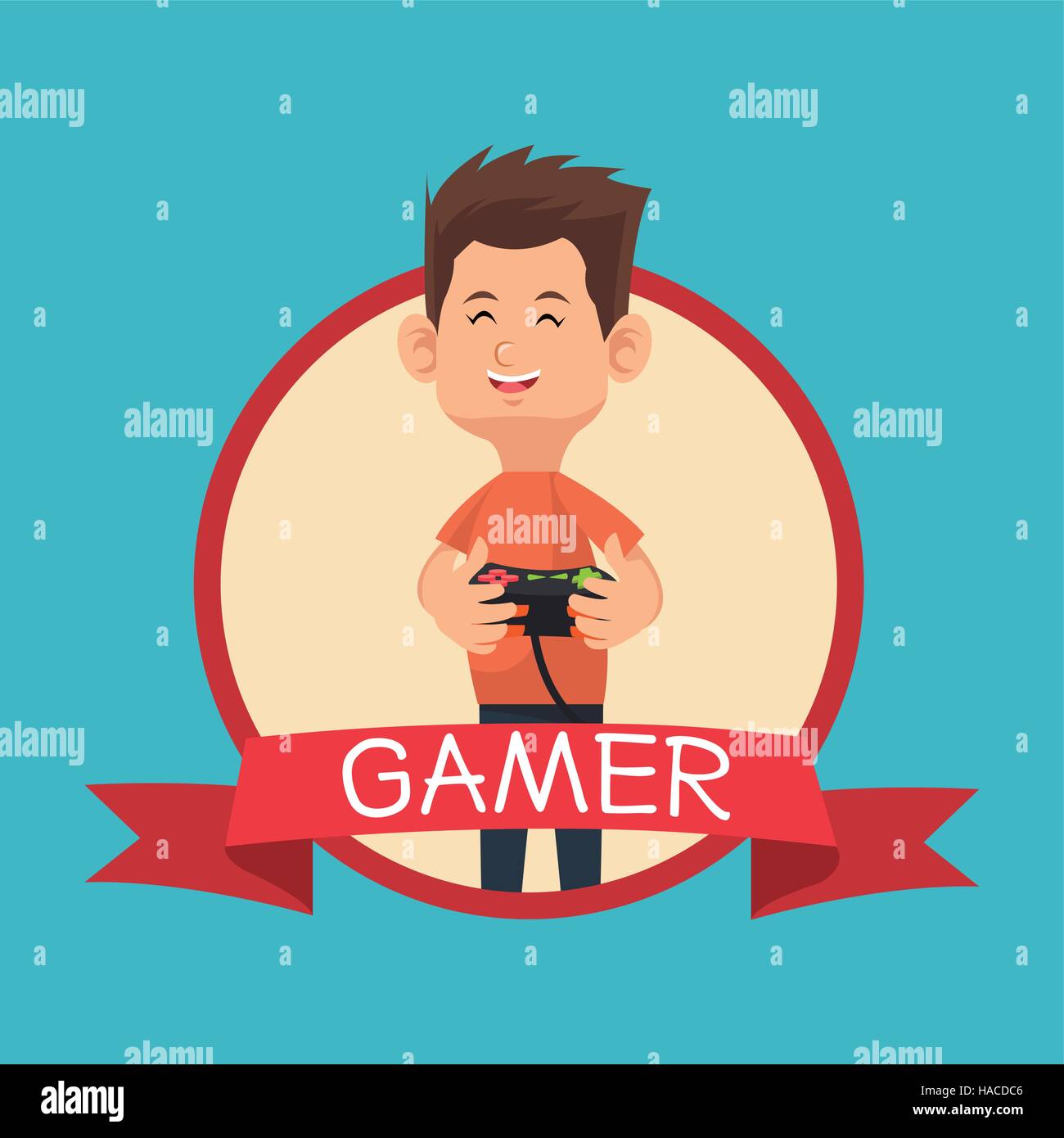 Happy Gamer Control Console Banner Blue Backgroung Stock Vector Image Happy Gamer Control Console Banner Blue Backgroung Stock Vector Image