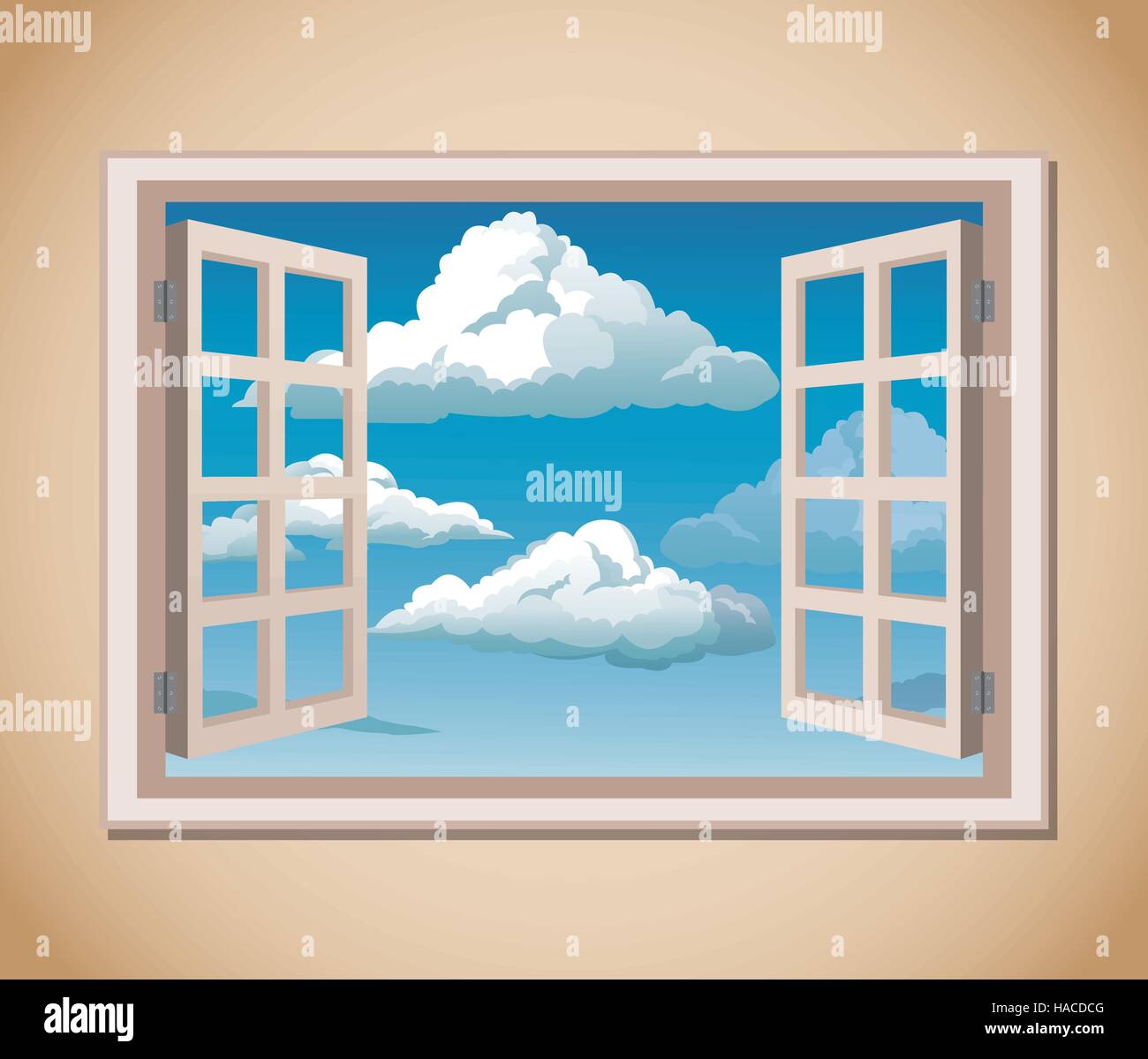 room window blue sky clouds Stock Vector Image & Art - Alamy