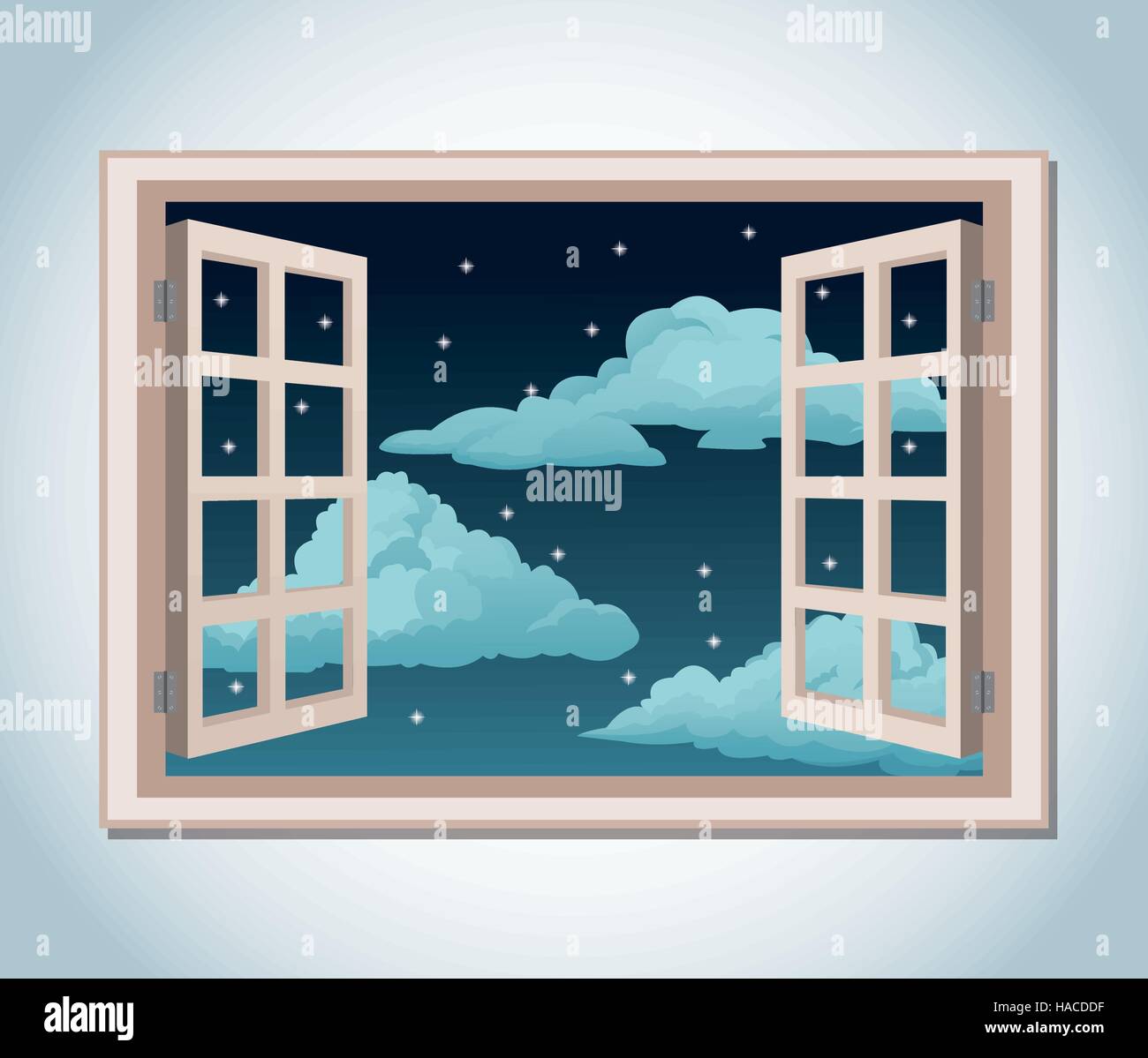 room window night sky stars clouds Stock Vector Image & Art - Alamy