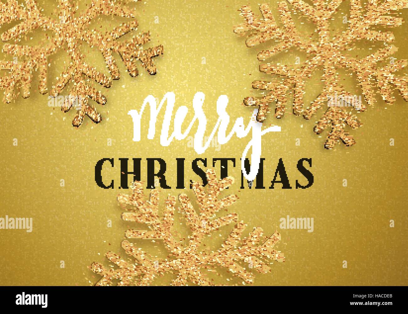 Christmas background gold color with beautiful snowflakes. Template ...