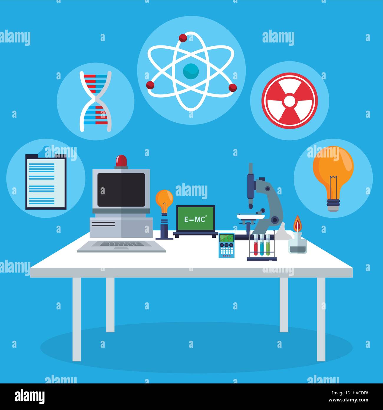 workspace table laboratory equipment biology Stock Vector Image & Art ...