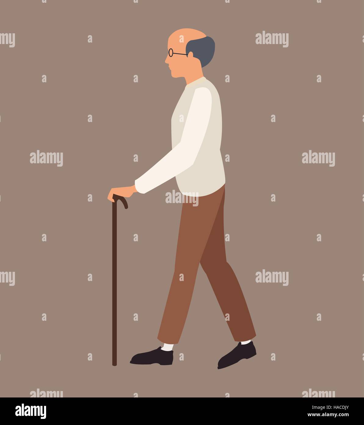 older man white shirt walking stick Stock Vector Image & Art - Alamy