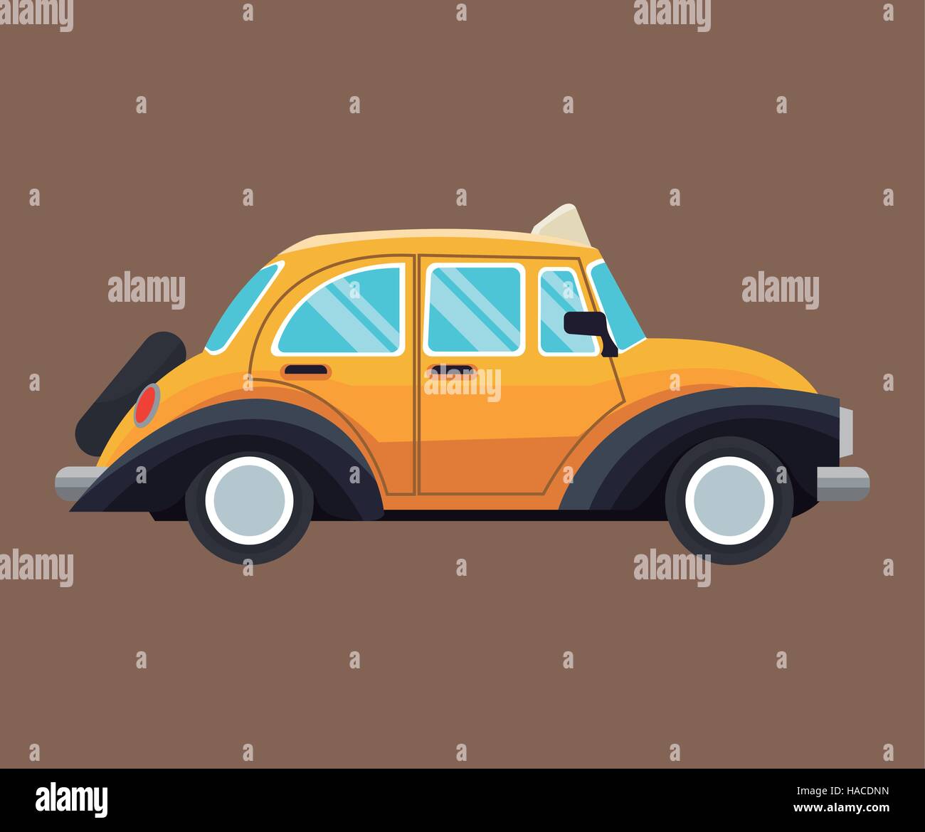 antique taxi car side view brown background Stock Vector