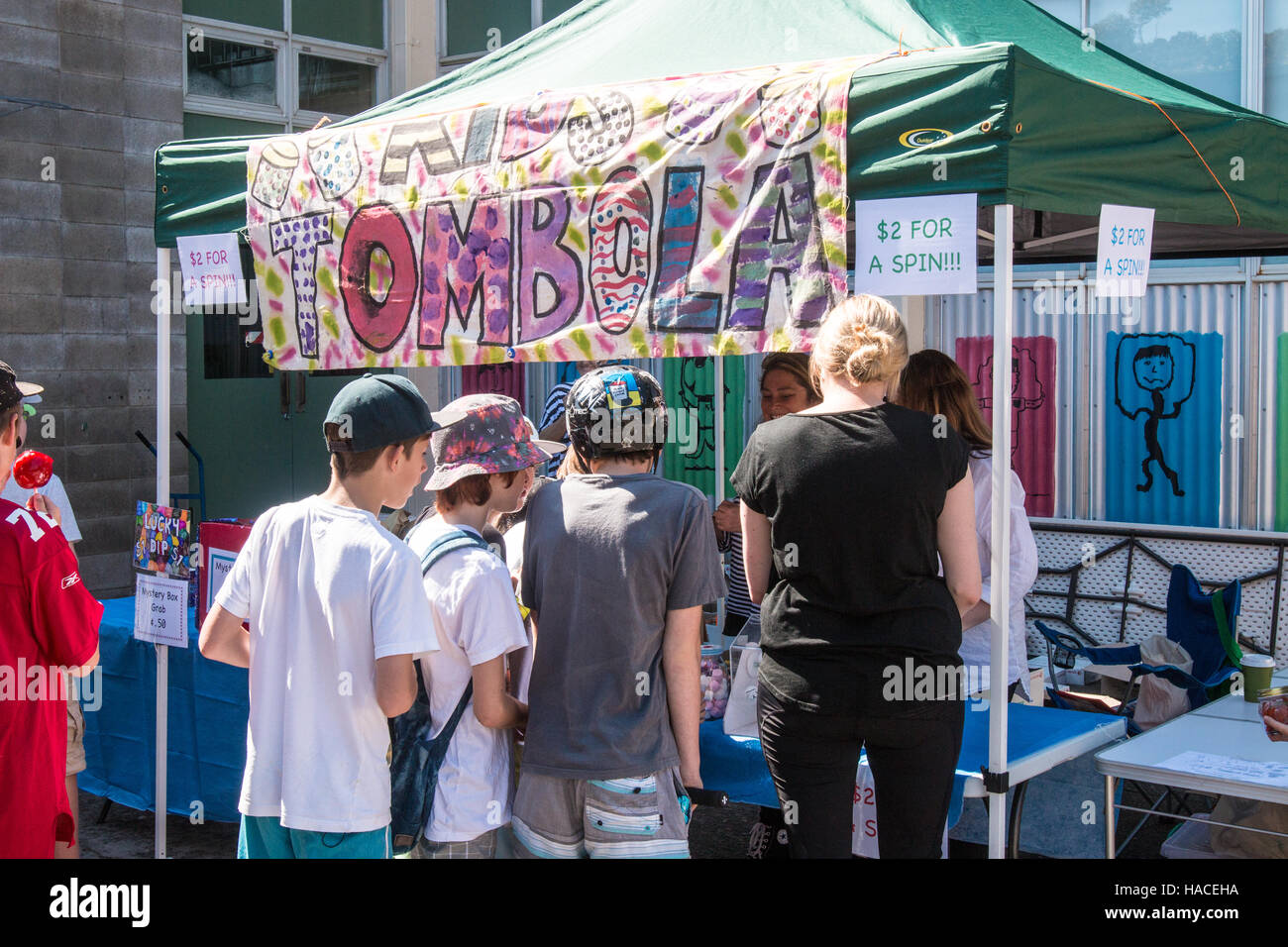 Tombola stall at a Sydney school annual fete fair,Australia Stock Photo