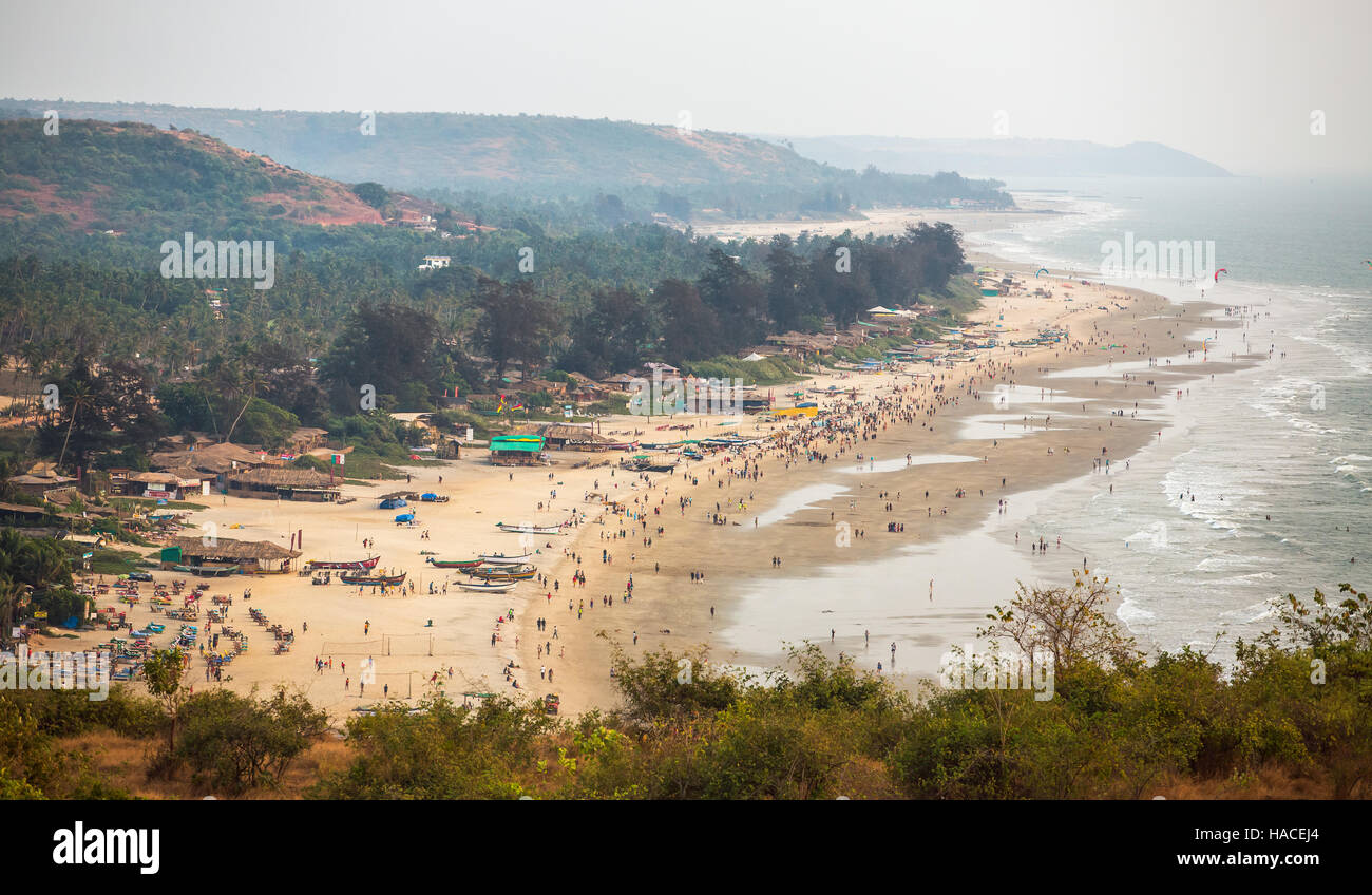 Aerial view of Arambol beach in Goa state, India Stock Photo