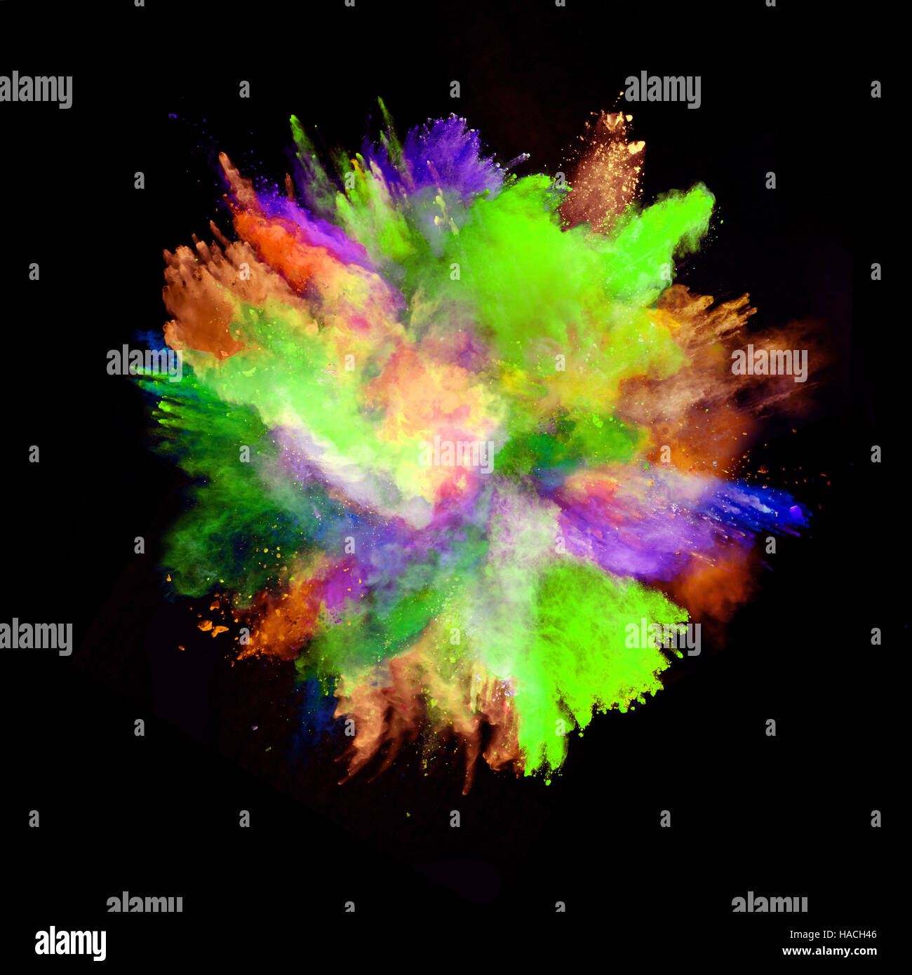 Colored powder explosion isolated on black background Stock Photo Alamy