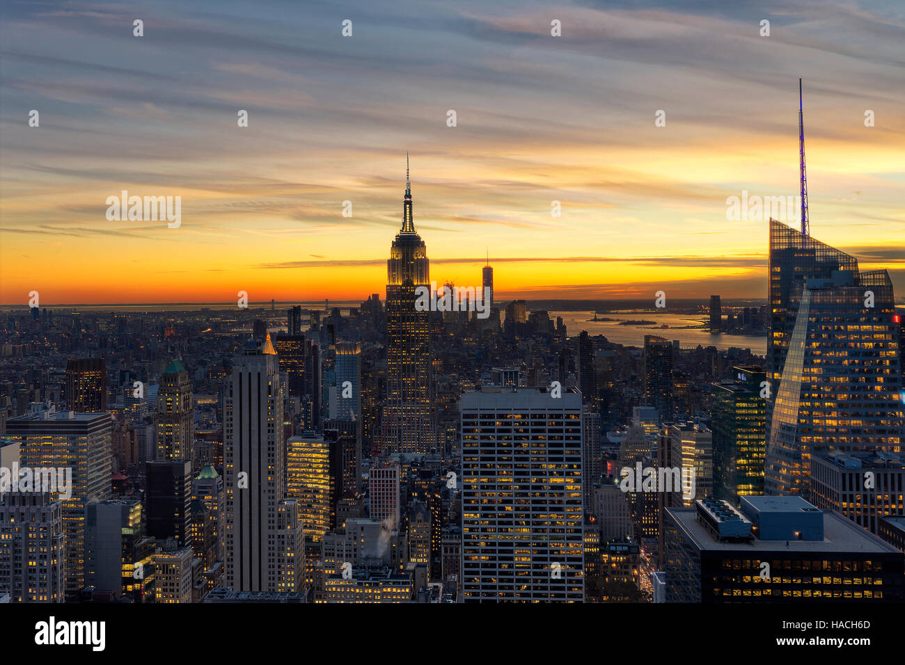 Stunning sunset from the top of the Rock at Rockefeller Center Stock Photo  - Alamy