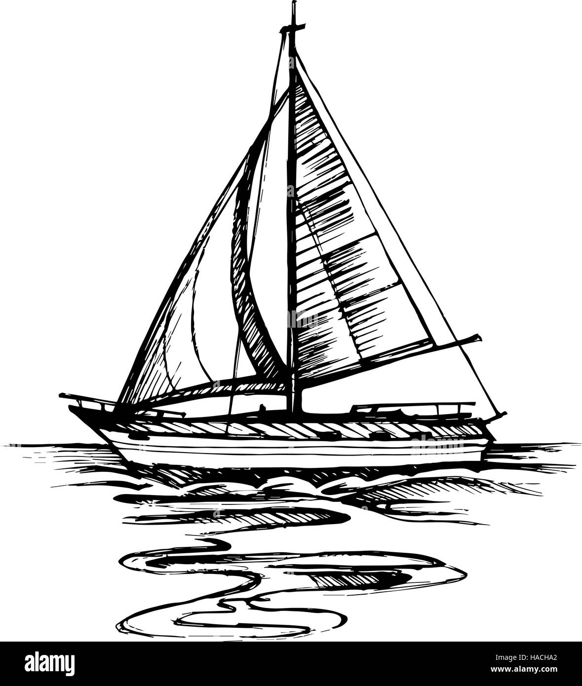 Карандашный рисунок яхт и парусников