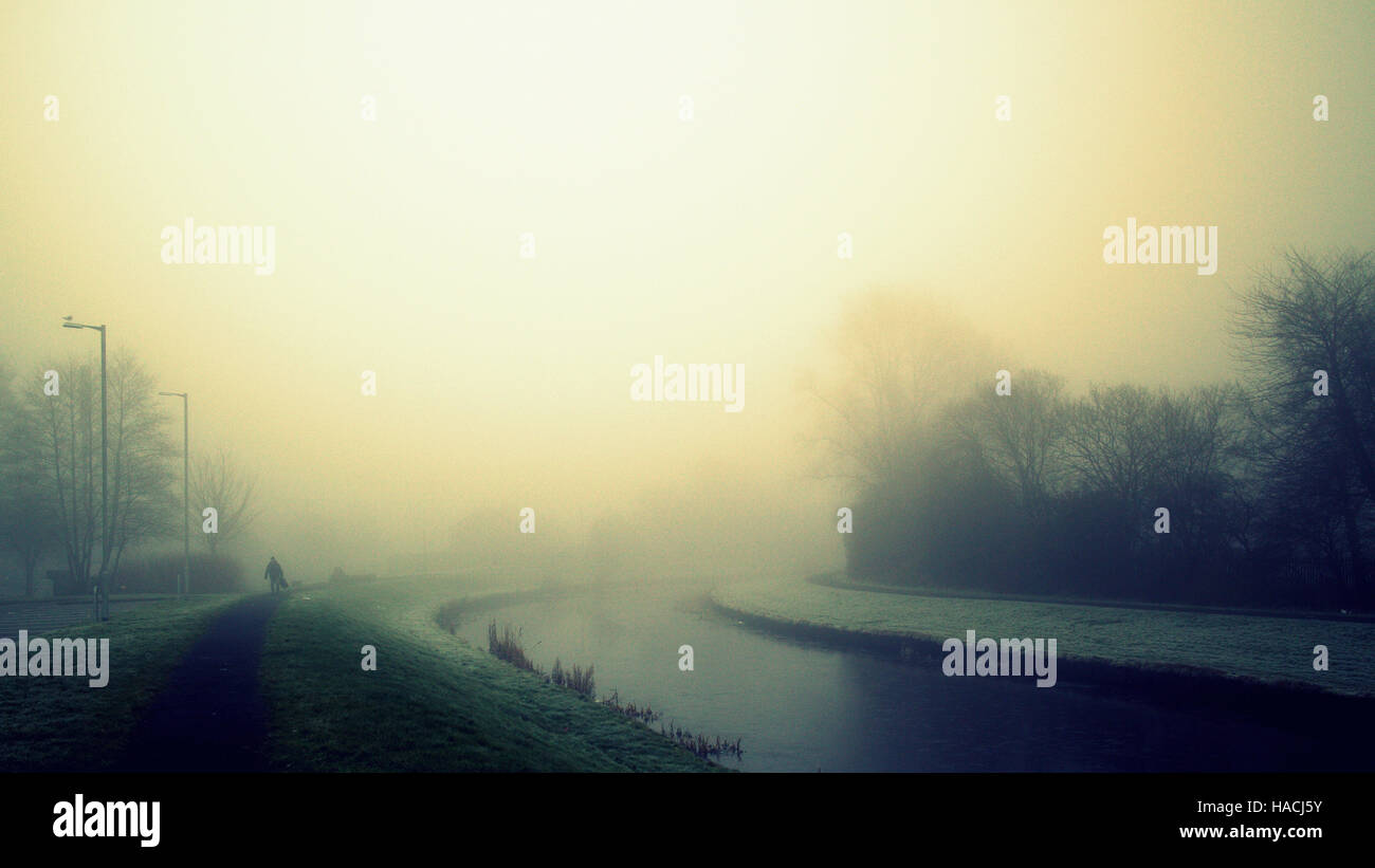 misty foggy canal forth and  clyde Glasgow, Scotland, UK Stock Photo