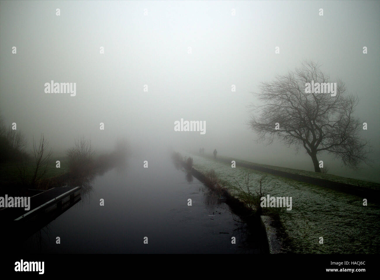 misty foggy canal forth and  clyde Glasgow, Scotland, UK Stock Photo