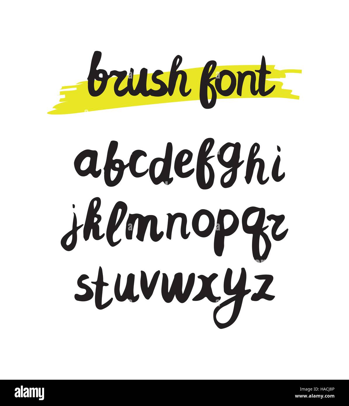 Vector handwritten brush alphabet on white background. Hand draw Stock ...