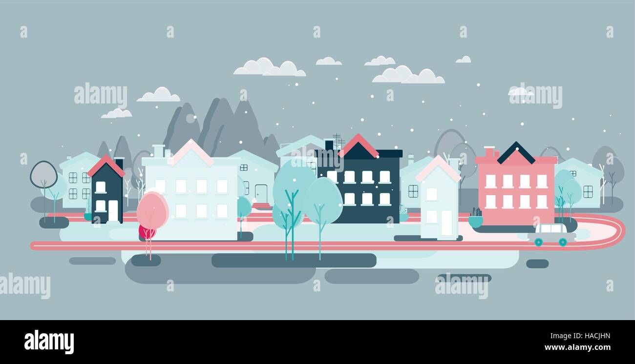 Flat design urban landscape illustration Stock Vector Image & Art - Alamy