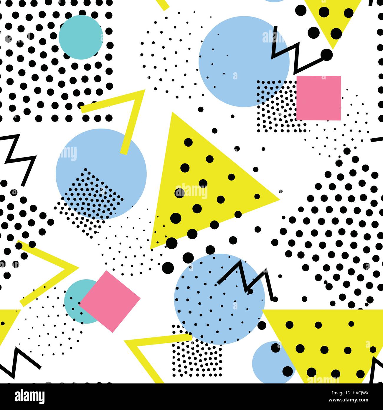 Seamless geometric pattern in retro, memphis 80s style Stock Vector ...