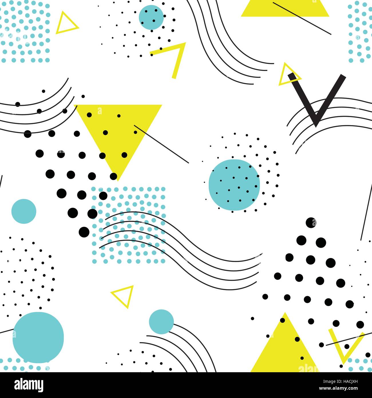 Seamless geometric pattern in retro, memphis 80s style Stock Vector ...