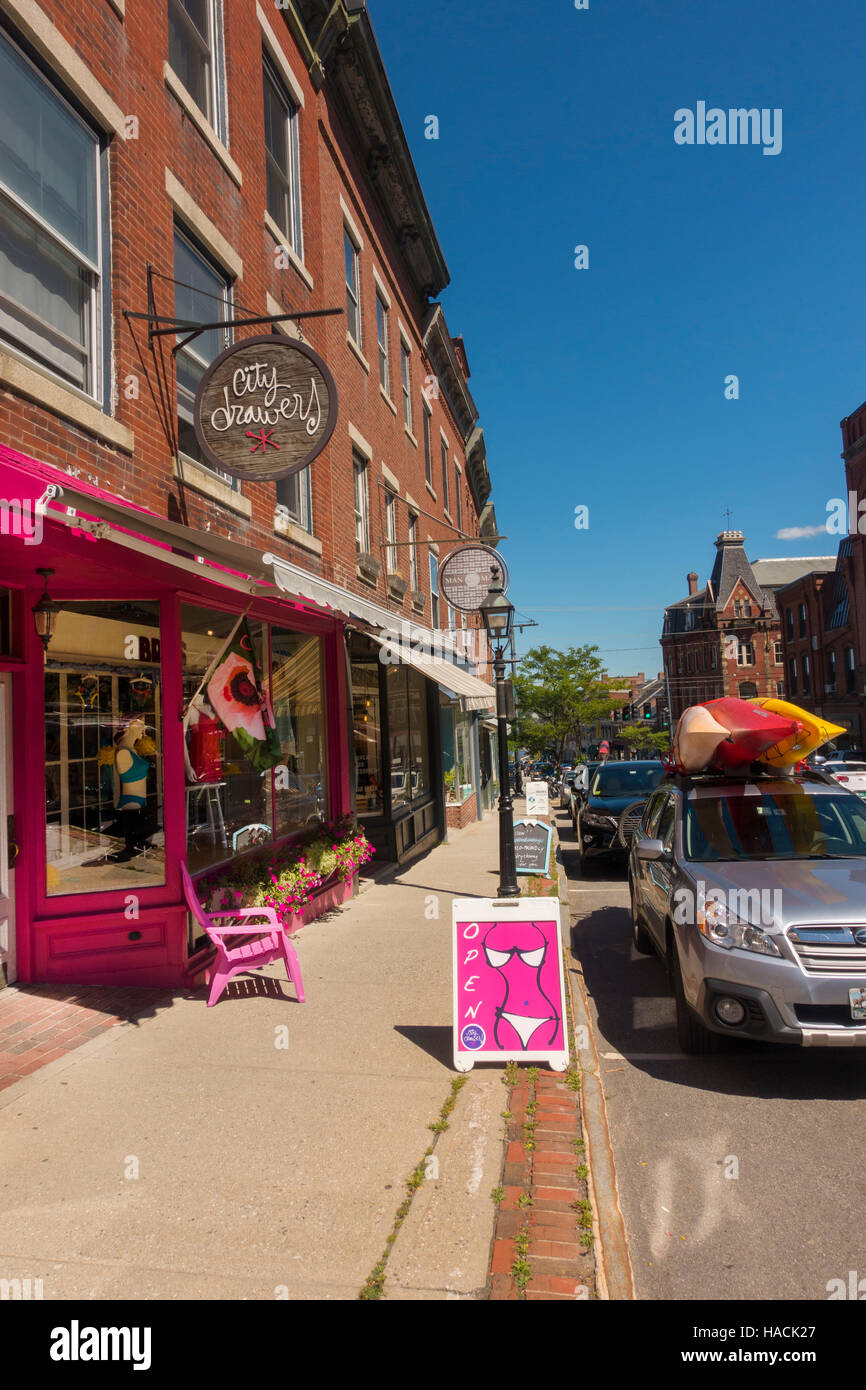 Belfast Maine shopping district Stock Photo Alamy