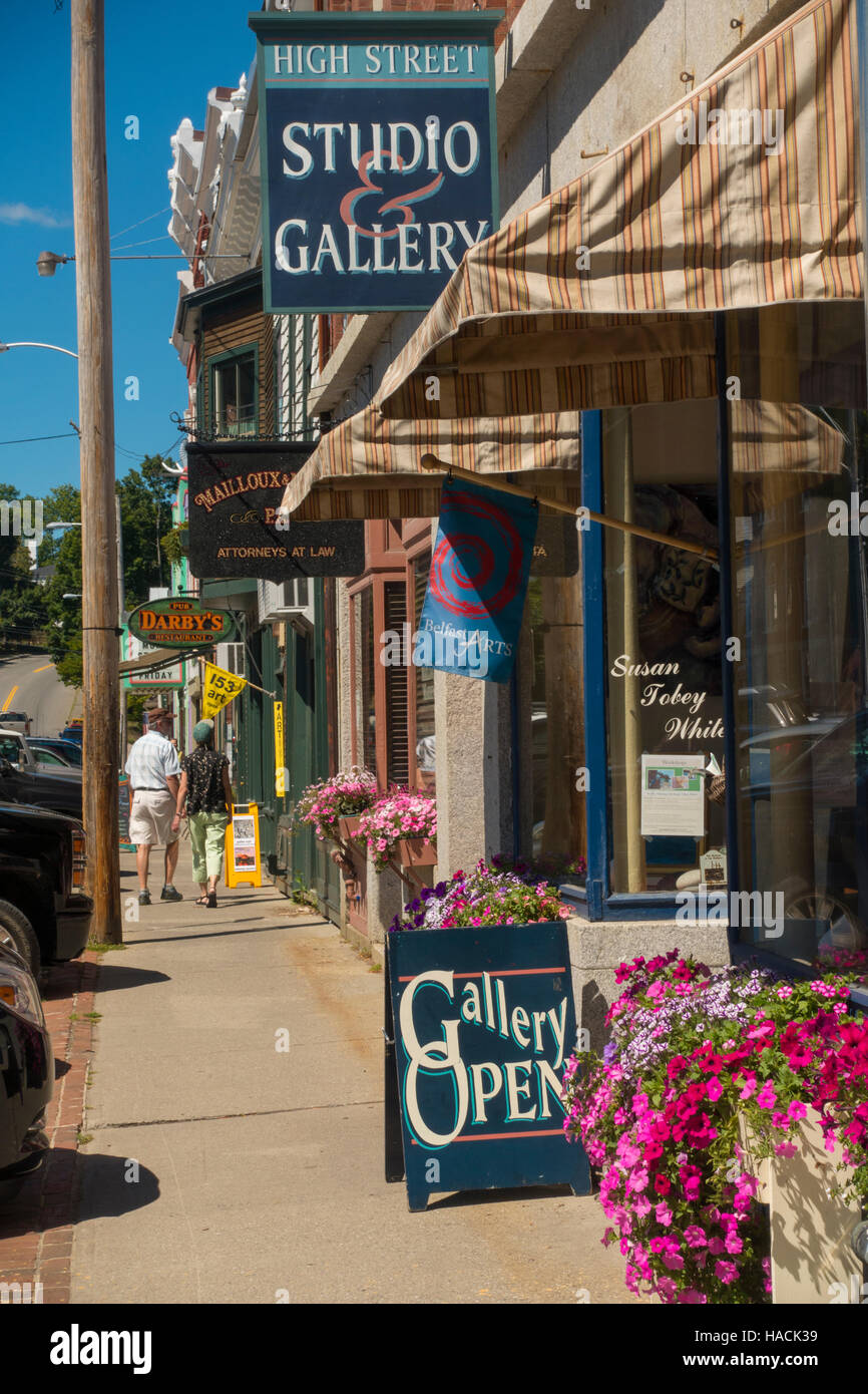 Belfast Maine shopping district Stock Photo Alamy