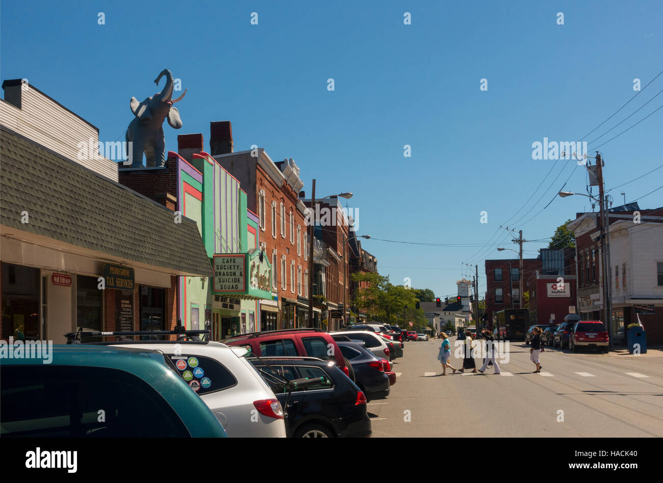 Belfast Maine shopping district Stock Photo Alamy