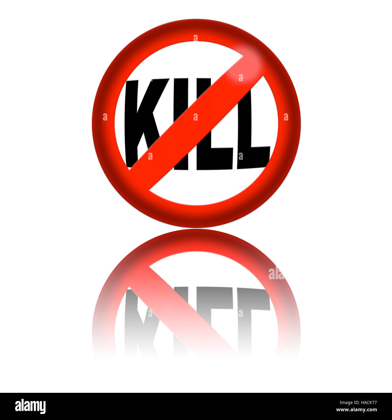 3D sphere no kill sign with reflection Stock Photo - Alamy