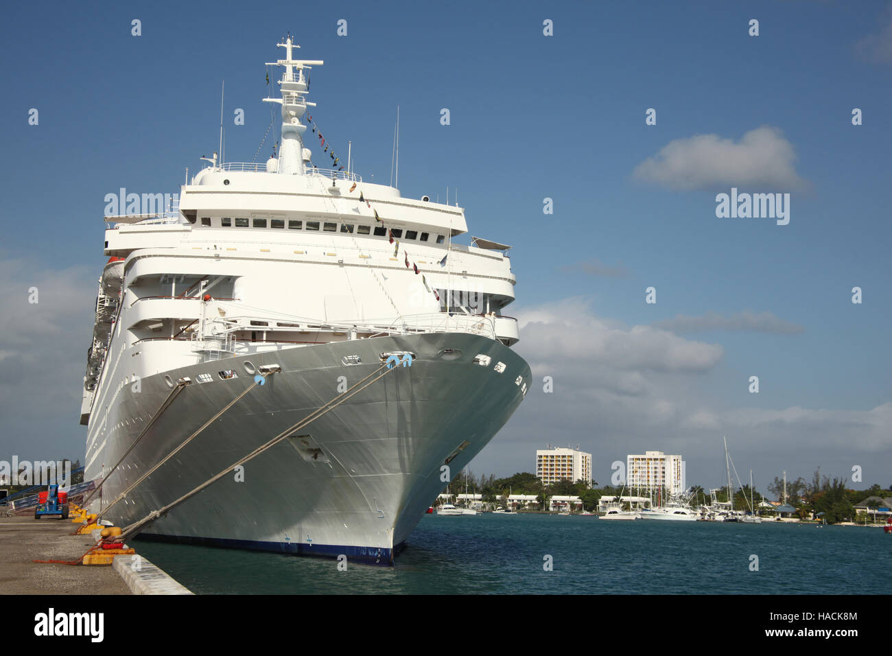 Cruise ship docked in the port of Montego Bay, Jamacia Stock Photo