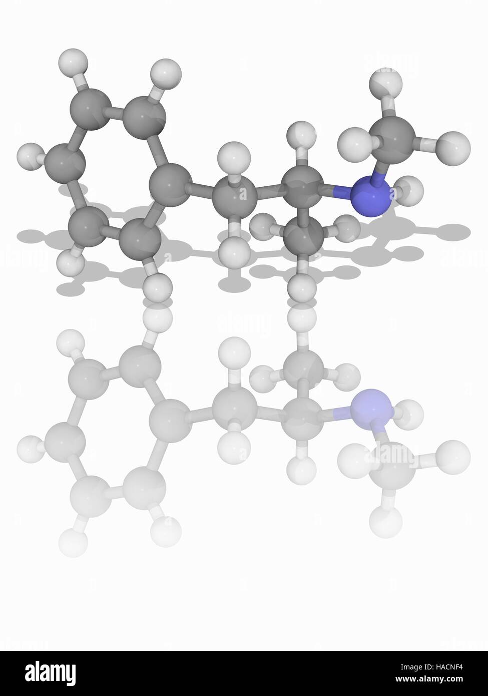Methamphetamine. Molecular model of the drug methamphetamine (C10.H15.N