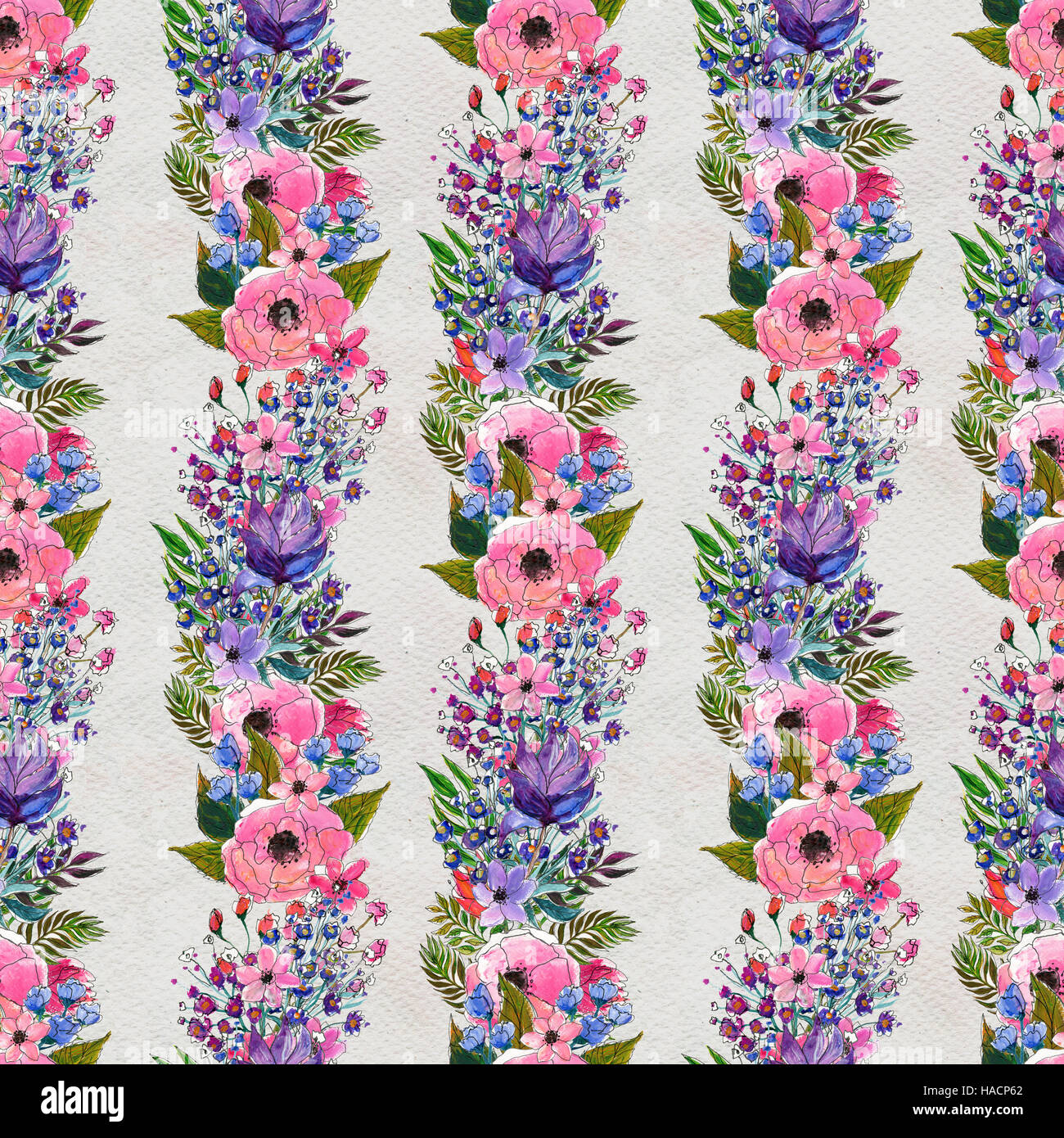 Seamless pattern with colorful flowers Stock Photo - Alamy