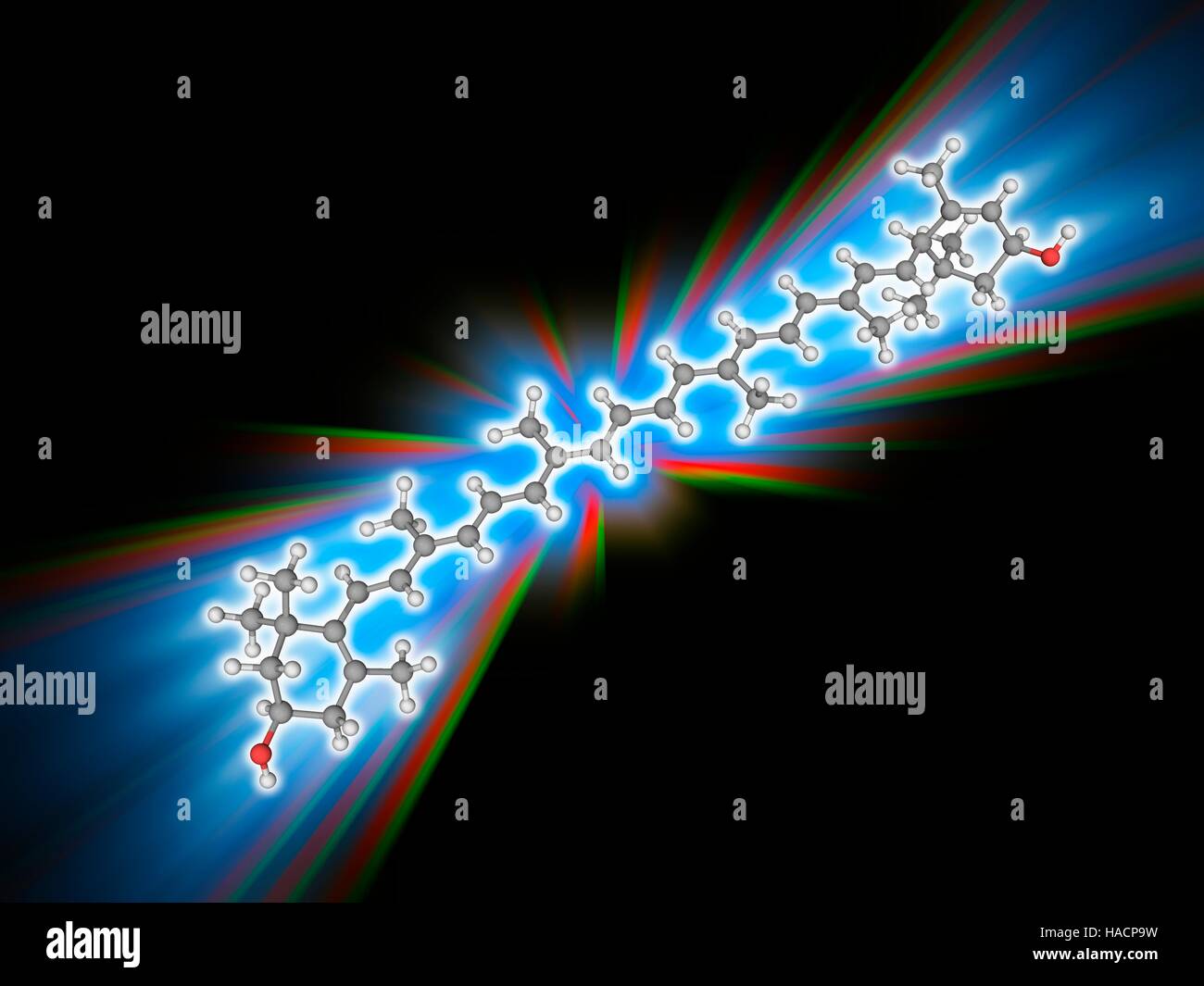 Lutein. Molecular model of the naturally occurring carotenoid lutein