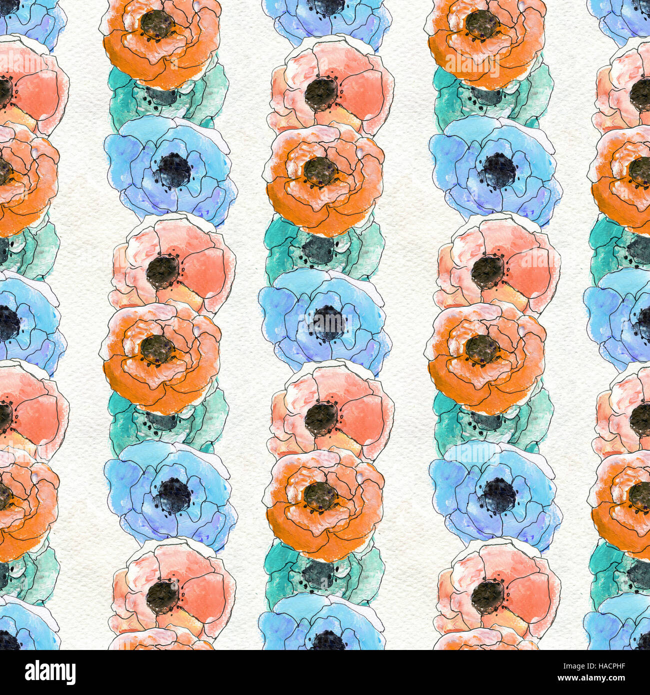 Seamless pattern with colorful flowers Stock Photo - Alamy